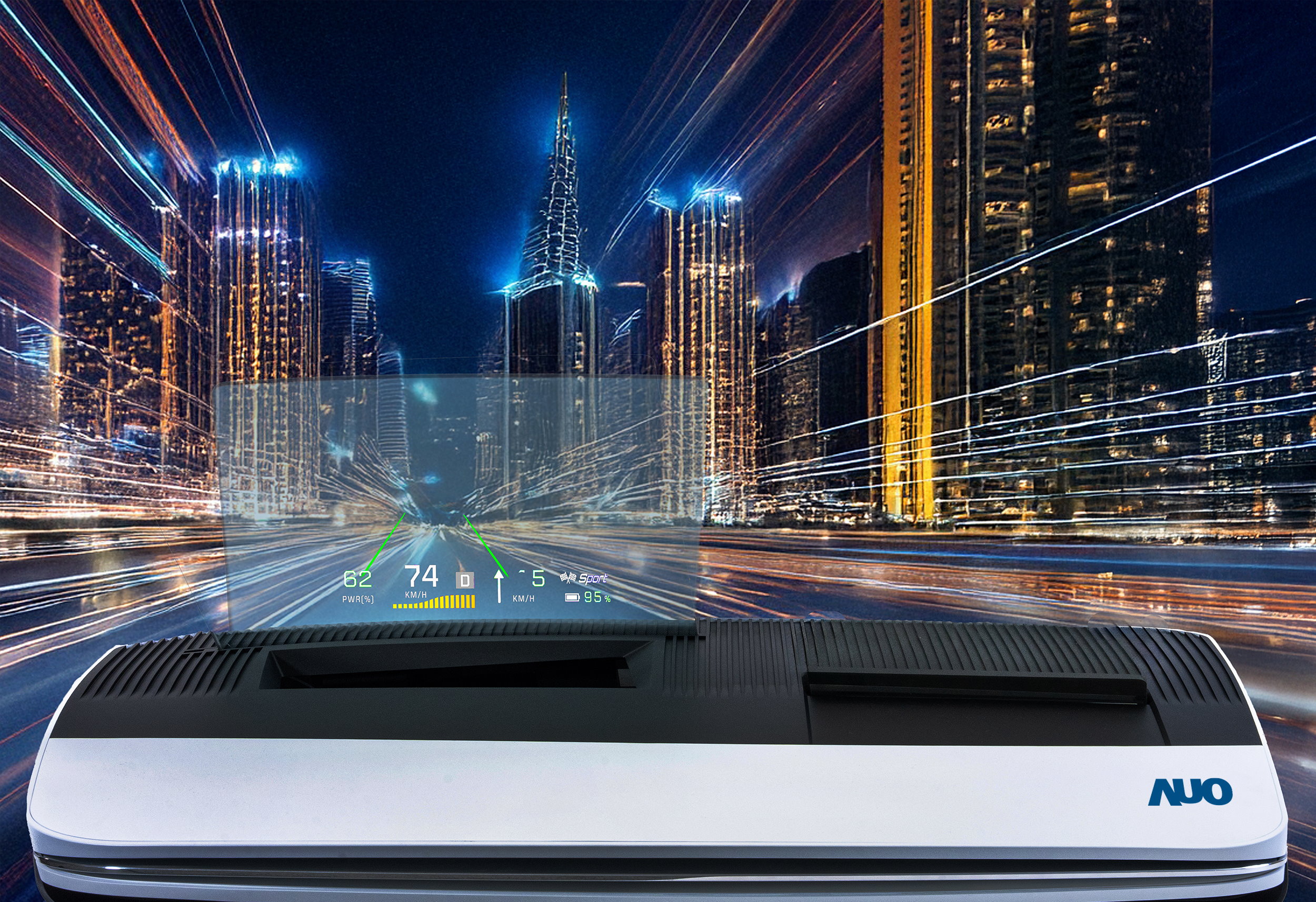 jinnian金年会推出13吋Micro LED抬头显示器，提供高入眼亮度、高色彩饱和度的显示质量，在阳光下或黑暗中都清晰可见，并利用Micro LED模块体积小的优势，解决车用空间有限的痛点